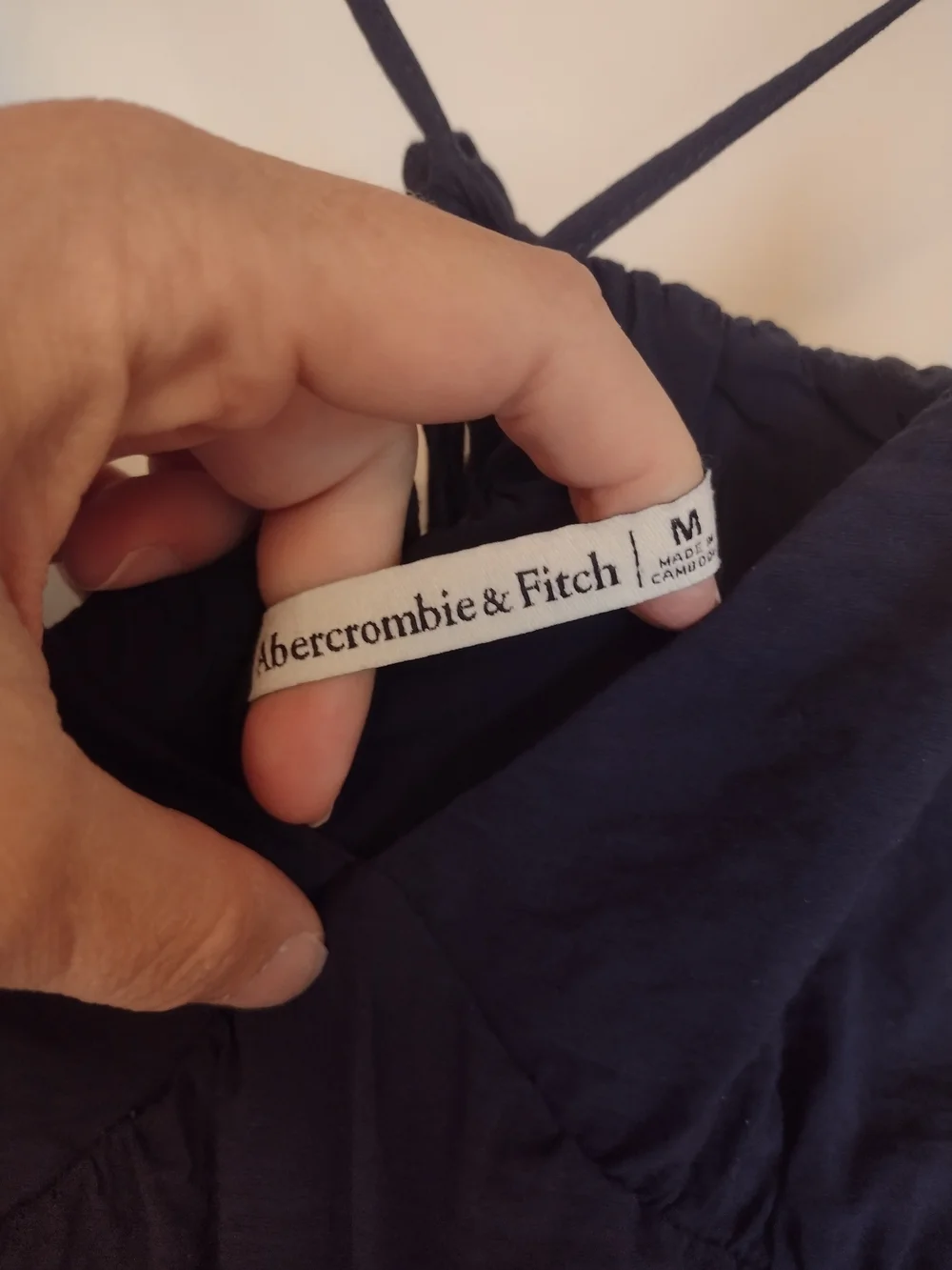 Abercrombie & Fitch Navy Spaghetti-Strap Tiered Maxi Dress